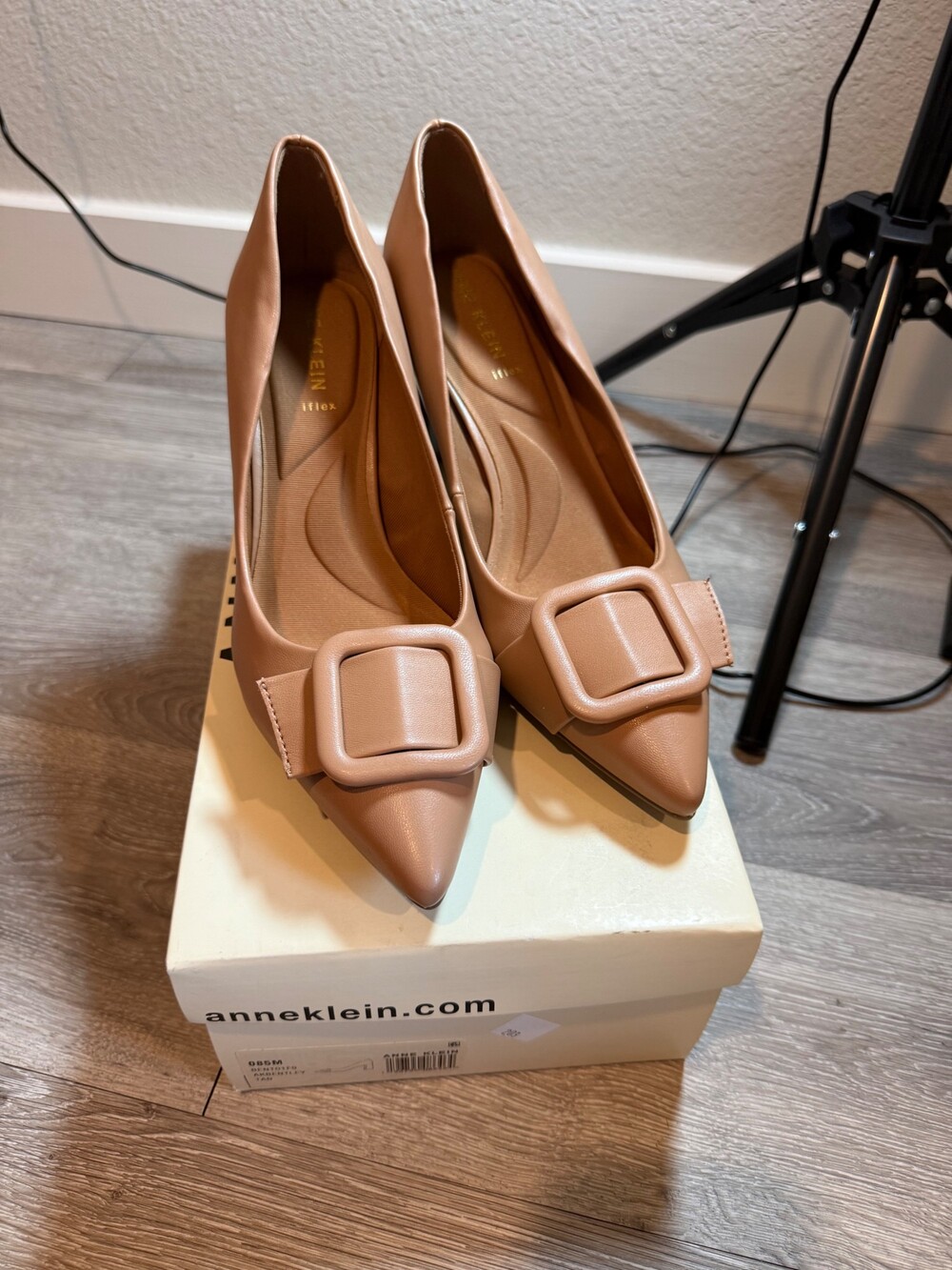 Anne Klein Women's Beige Heels with Buckle Detail Size 8.5M